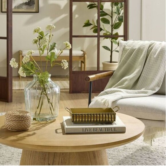 HEARTH & HAND Magnolia Dobby Plaid Fringe Throw Blanket - Picture 2 of 7